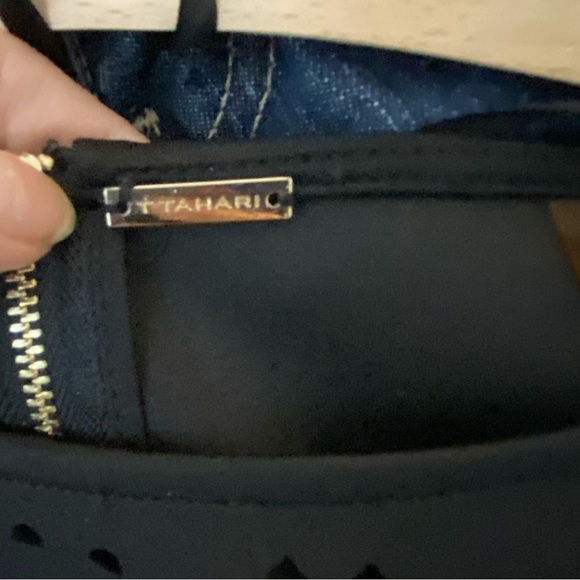 T.Tahari black laser cut scallop trim dress - Picture 8 of 11